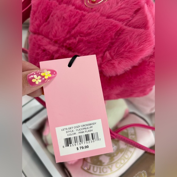 Juicy Couture Lets Get Cozy Crossbody Pink Flash Quilted Handbag - Picture 5 of 6